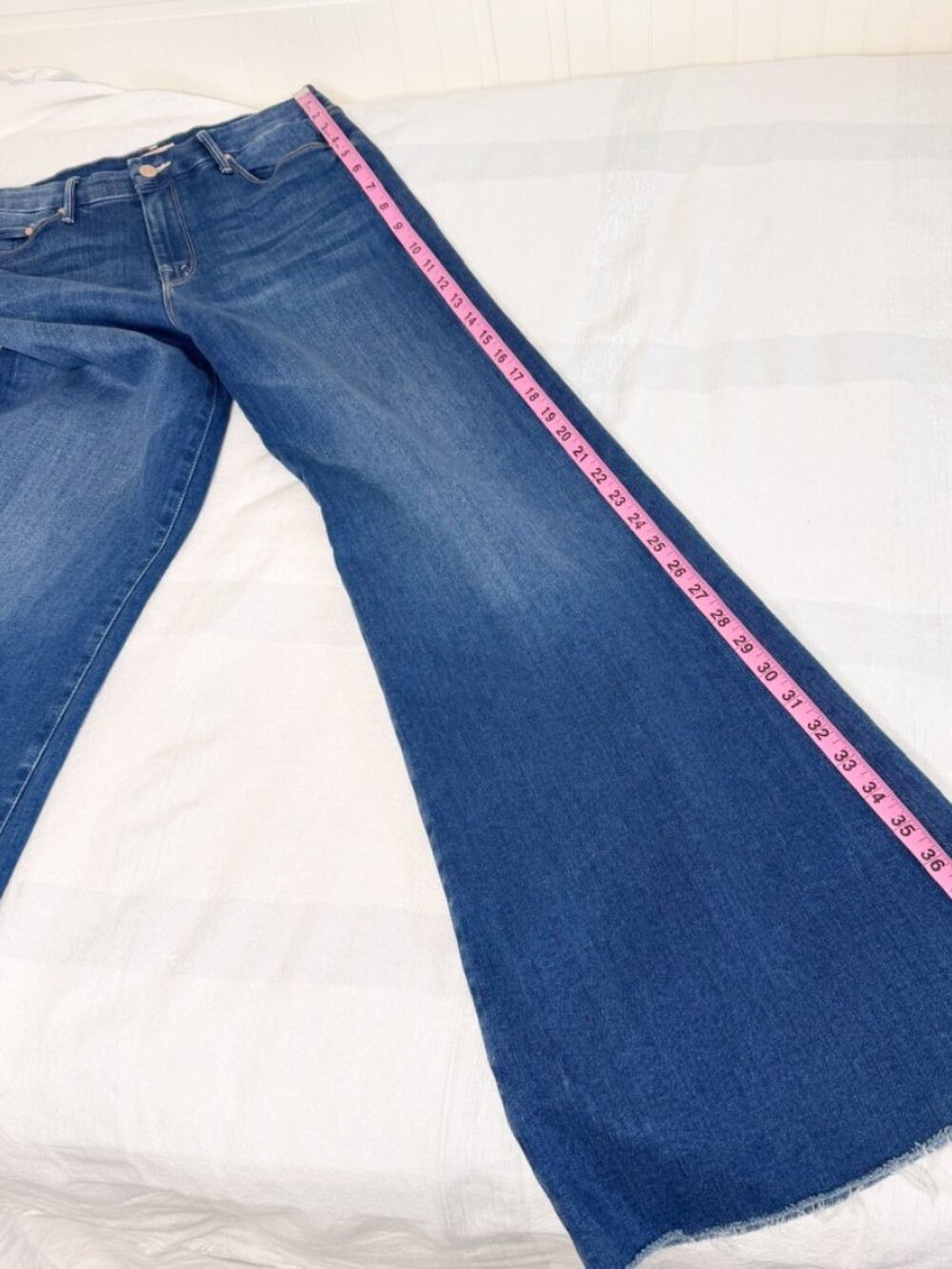 MOTHER The Roller Fray Balls Of Yarn Wide Leg Jeans Blue Size 29 - Picture 7 of 15